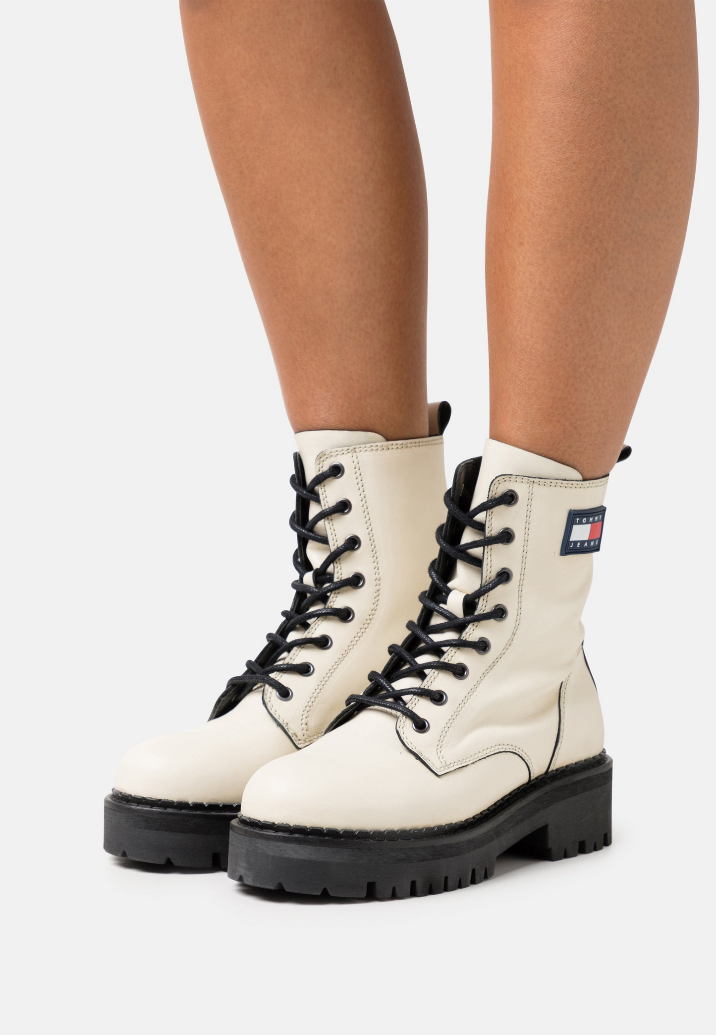 Tommy Jeans URBAN PIPING BOOT - Bottines à plateau - ivory
