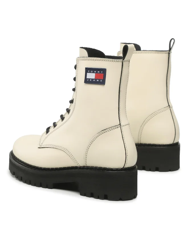 Tommy Jeans URBAN PIPING BOOT - Bottines à plateau - ivory