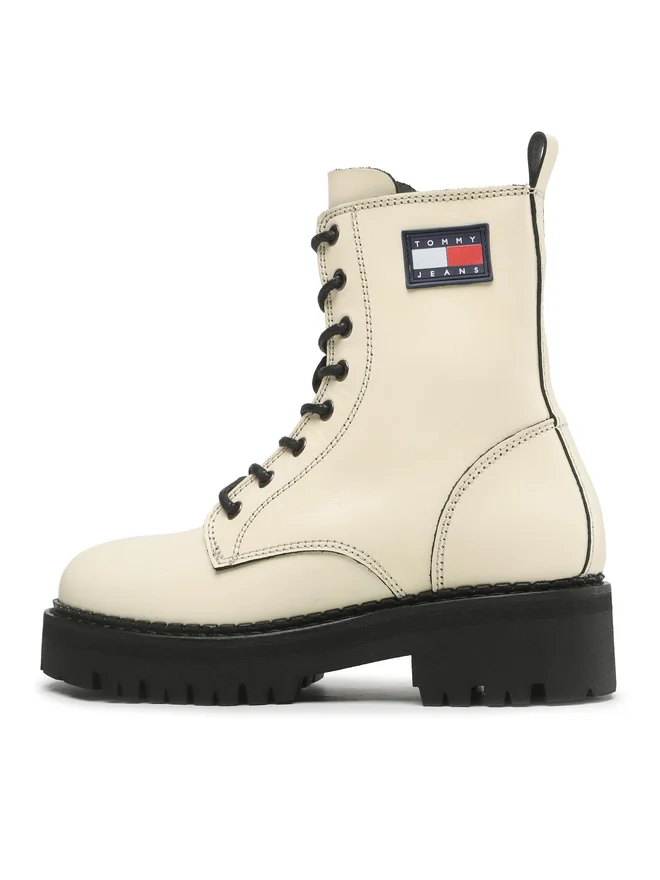 Tommy Jeans URBAN PIPING BOOT - Bottines à plateau - ivory