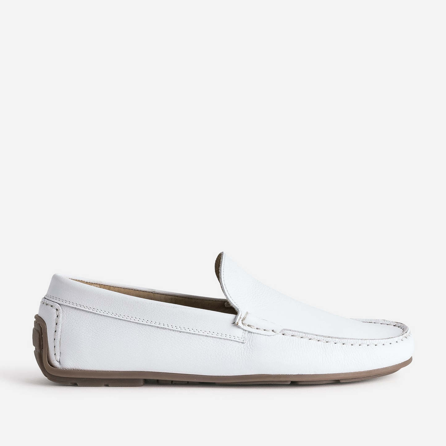 Mocassin blanc en cuir