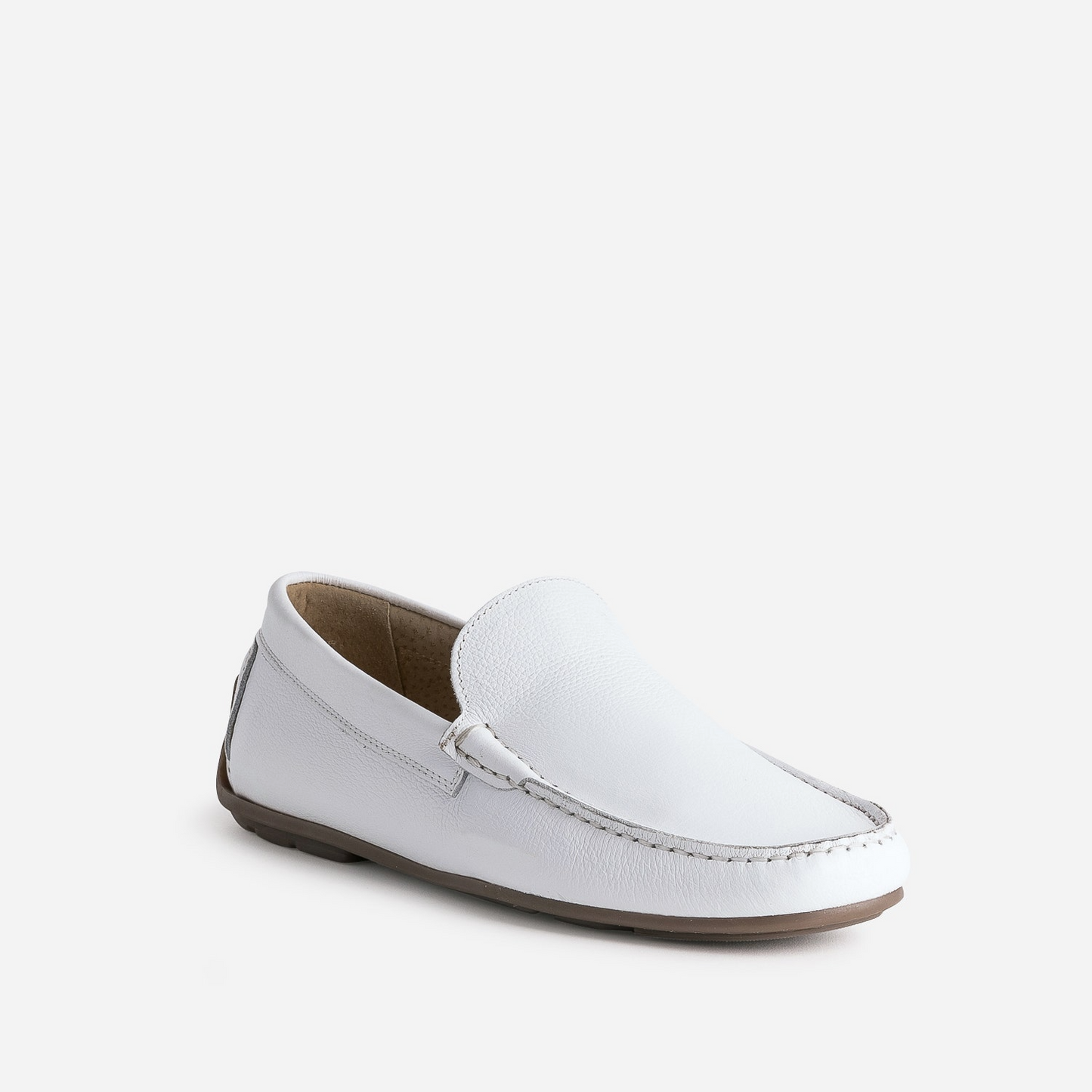 Mocassin blanc en cuir