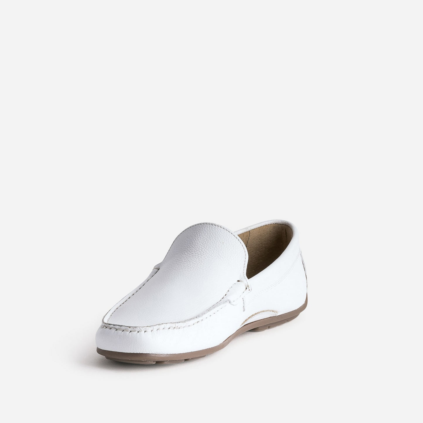 Mocassin blanc en cuir
