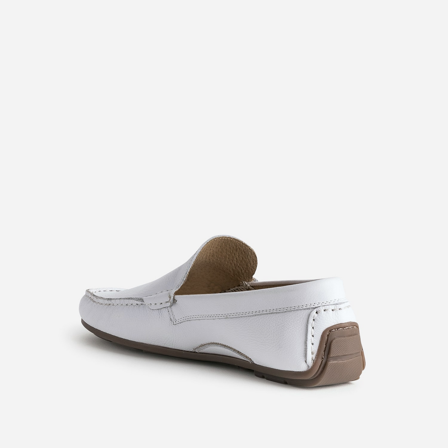 Mocassin blanc en cuir