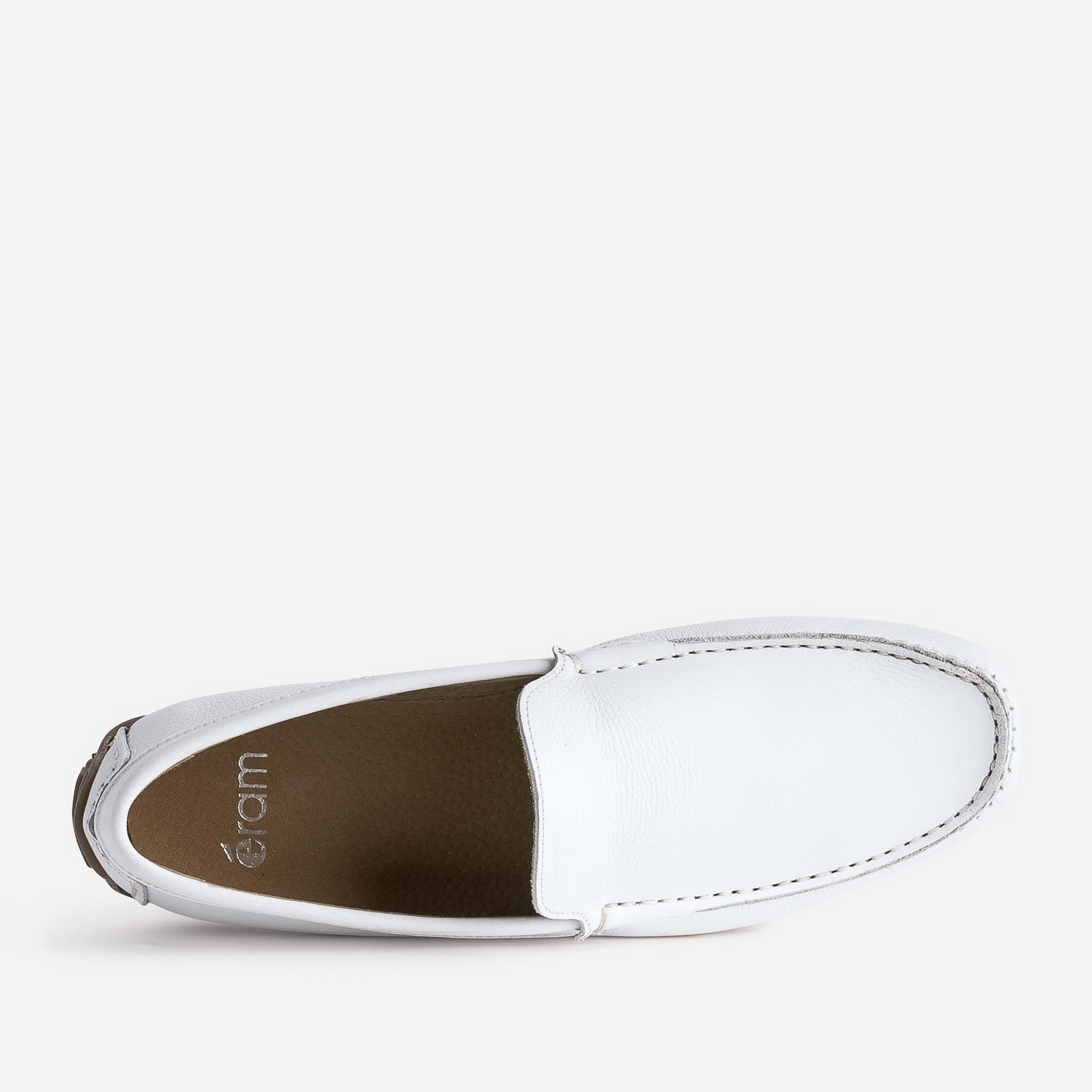 Mocassin blanc en cuir
