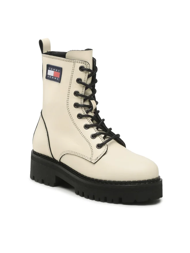 Tommy Jeans URBAN PIPING BOOT - Bottines à plateau - ivory