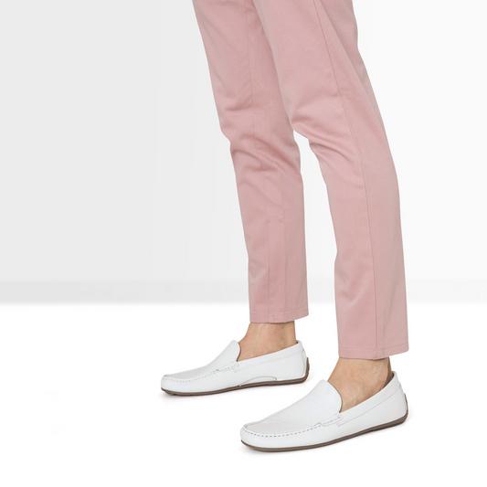 Mocassin blanc en cuir